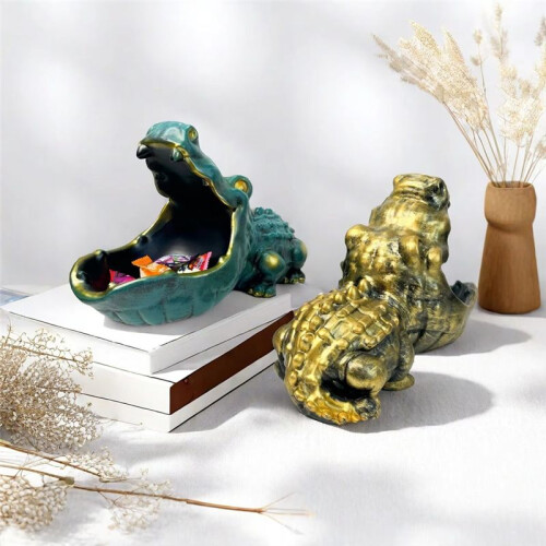 Unique and  Crocodile Card and Key Storage Box for Home Decor Silver 1
