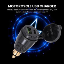 3X Motorcycle DIN Plug Waterproof Charger to QC3.0 USB Charger & Type C 30W Power Delivery Adapter Socket