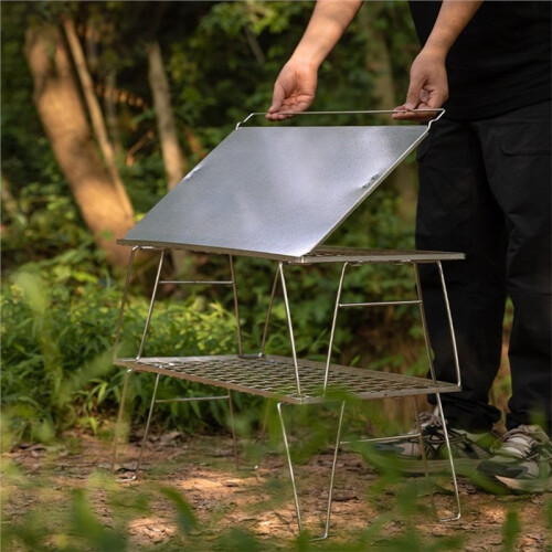 Stainless Steel Square Top Light Grid Table Accessories Auxiliary Tray Support for Kitchen and Home 2