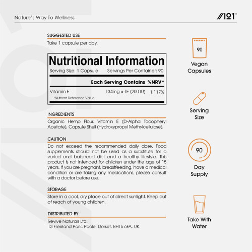 Vitamin E 200IU D-Alpha Tocopherol – 100% Natural Vitamin E – 90 2