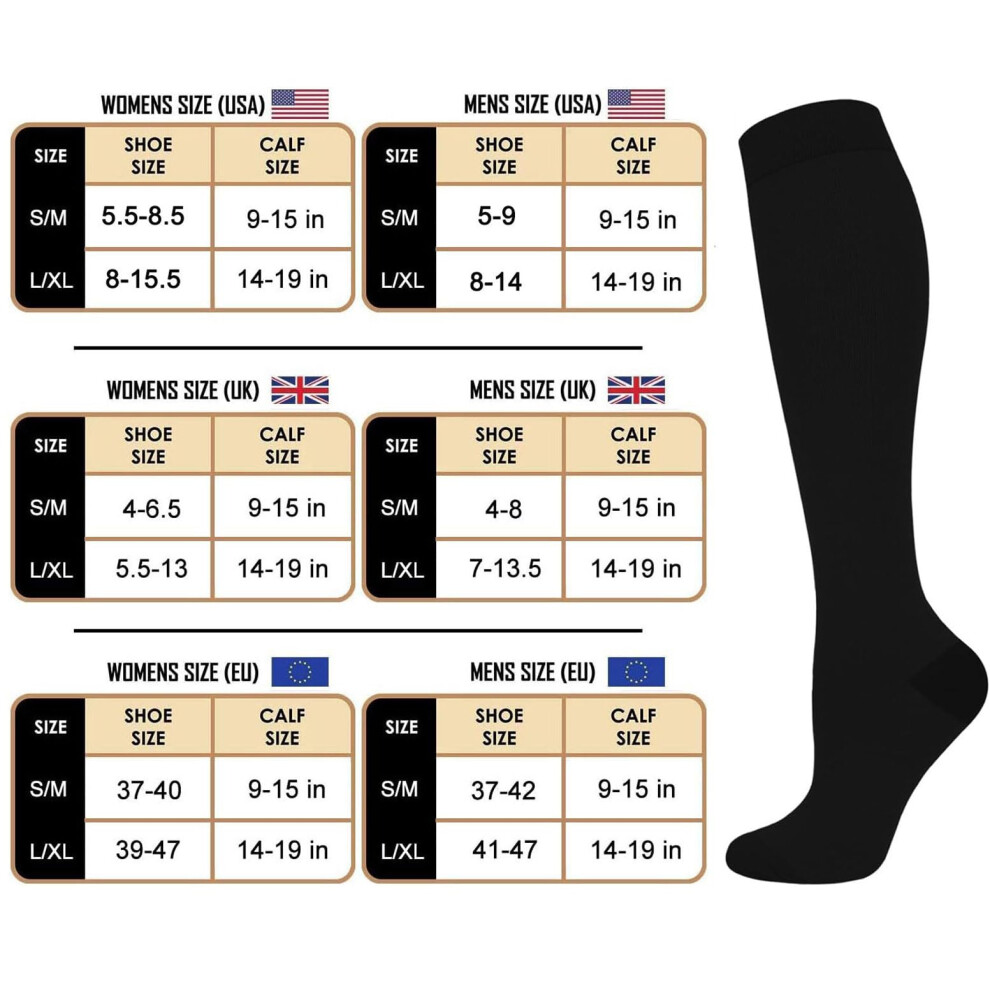 Awxuock Compression Socks For Women And Men 15-20 Mmhg 6 Pack Compression Stockings Circulation-Best Support For Medical,Running,Nursing,Athletic (A-Assorted