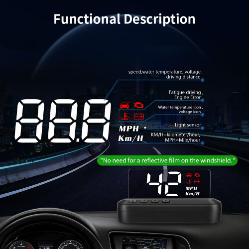 Car HUD Display with GPS Speedometer, Foldable Screen, 4 Modes for Speed Mileage Temperature Voltage 1