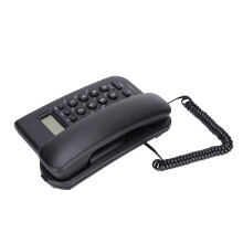 Semi Hands-Free Corded Wall Phone Caller ID Black 19x12x7.2cm