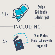 Veet Expert Cold Wax Strips, 40 Count + 4 Finish Wipes, Hair Removal Kit For Smooth Legs, Gentle Solution For Delicate Skin, Easy And Effective Use