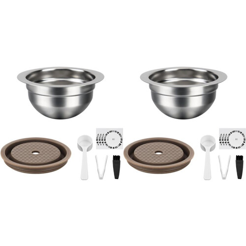 2X Reusable Capsules for  Vertuo /Vertuo Next/Vertuo , Stainless Steel Refillable Pods 80ml