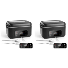 2X Cordless Electric Lunch Box for Adults,Heated Lunch Box with 24000mAh Battery,5.5Cups Container Eu Plug Black