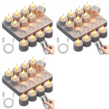 Bougies Chauffe-Plat Rechargeables Sans Flamme: Lot de 36 Bougies Chauffe-Plat à Piles, Bougies Votives LED à Effet Scintillant
