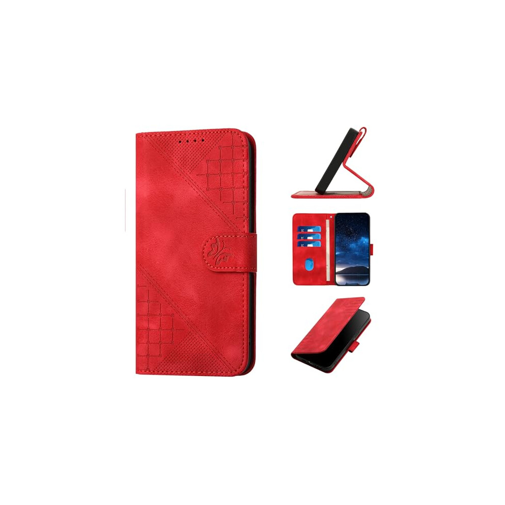 Leather Wallet Case With Magnetic Clasp, Kickstand And Card Holder For Xiaomi Mi A2 And Mi 6X Red 9771547617440
