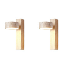 2X Wall Lamp Rotable LED Wood Stone Lights for Bedside Apartment Corridor Wall Lights