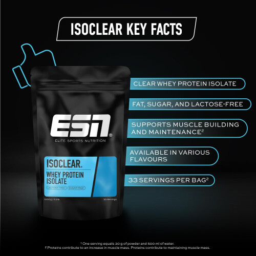 ESN ISOCLEAR Whey Isolate Protein Powder, Strawberry Lime, 1000 g, 33 2