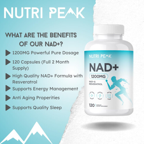 Max Strength NAD+ Supplement | 1200MG | 120 Capsules | Increase NAD 1
