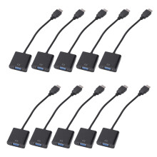10X VGA Converter Adapter 1080P HD No Power Required Stable Signal Output Male to RGB Female for PC Black