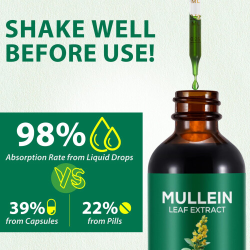 2 Pack Mullein Drops for Lungs, Mullein Leaf Extract with 1
