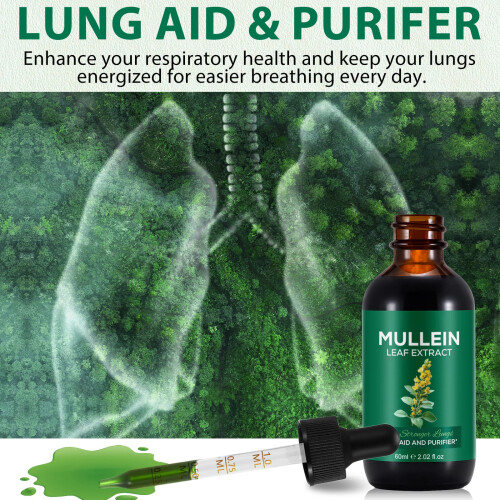 2 Pack Mullein Drops for Lungs, Mullein Leaf Extract with 2