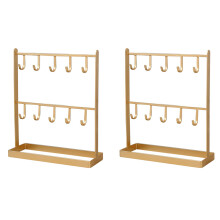 2X Tisch Eisenschmuck Schmuck Ohrring Kleiderbügel Halskette Ring Ohrring Ohrring Regal Display Regal Veranda Schlüsselregal Gold