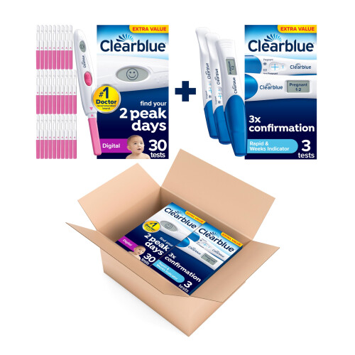 Clearblue Clearblue Digital Ovulation Test and Triple|Check & Date Pregnancy Test Combo Pack 1