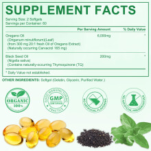 2 Pack Oil of Oregano Softgels, 2 in 1 6000mg Oil of Oregano with Black Seed, Oregano Supplement Capsules, Natural Antioxidants, Non-GMO, Gluten Free
