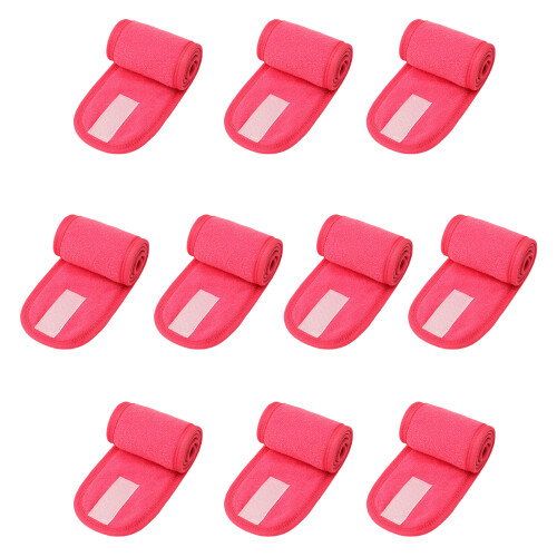 Set of 10 Piece Comfortable Adjustable Headwear Secure-rose red