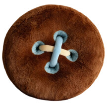 Button Shape Round Cushion Furry Floor Sitting Pillow For-brown