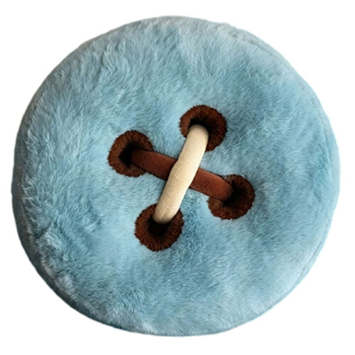 Round Seat Pad Cute Button Shape Furry Pillow For Sofa-Blue