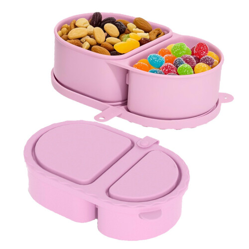 (Pink) Foldable Leak-Proof Silicone Sauce Box