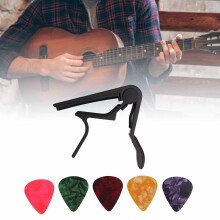 Quick Release Capo Set for Guitar, Bass, Banjo — 5 Pcs, Black