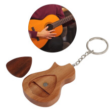 Wood Guitar Pick Set with Case, Handmade Solid Wood Storage Box, Natural Color