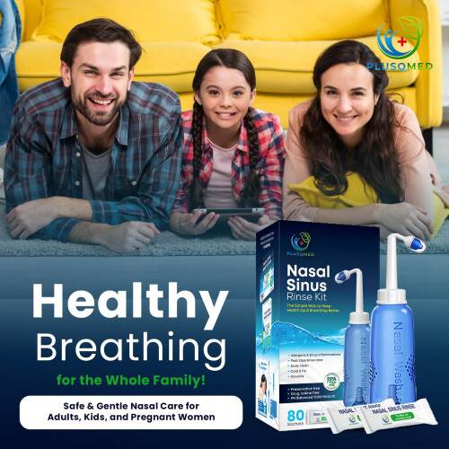 Nasal Rinse Kit – 300ml Neti Pot Bottle + 80 Saline Packets 1