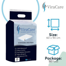 50 x Incontinence Bed Pads | Disposable Bed Pads | Bed Protectors For Incontinence | Size 60x90cm | With Self-Adhesive Sticker Tabs | Bed Mats Dispos