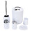 6Pcs Bathroom Accessories Set, PP+Stainless Steel, White 1