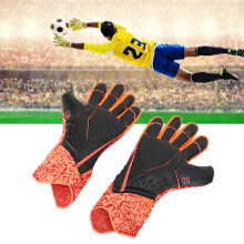 2pcs Orange Soccer Gloves Nylon Polyurethane Latex Breathable Grip Size 7