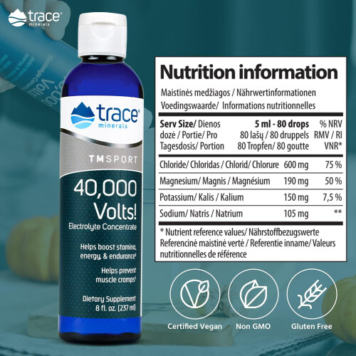 Trace Minerals | 40000 Volts Liquid Electrolyte Concentrace Drops | Support Hydration 1