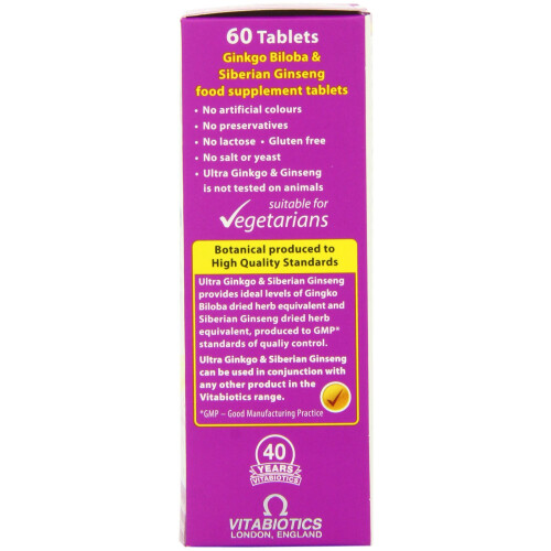 Vitabiotics Ultra Ginkgo and Ginseng Tablets | 60 Tablets 1