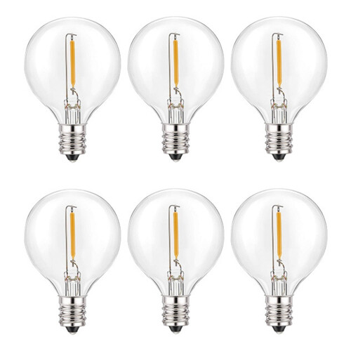 48Pcs G40 Led Replacement Light Bulbs, E12 Screw Base Shatterproof LED Globe Bulbs for Solar String Lights Warm White 1