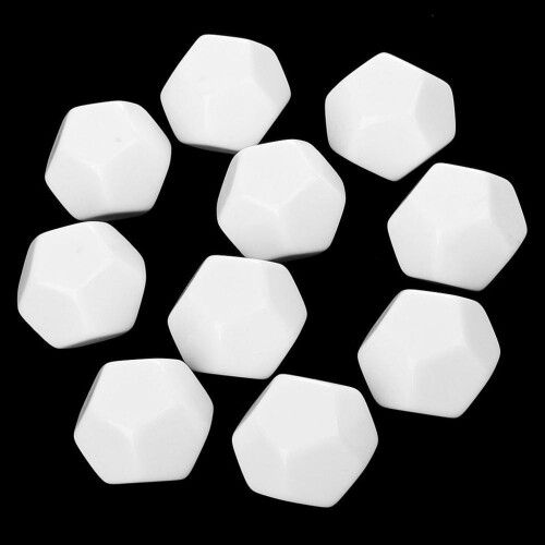 45 Pack 22MM Blank White Dice Set Acrylic Rounded D12 Dice Cubes for Game,Fun,DIY Sticker and Math Teaching 2