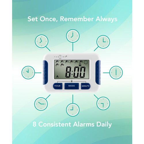 TabTime Timer Electronic Pill Reminder with 8 Alarms per Day | Essential 1