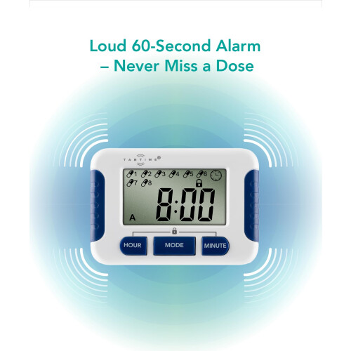 TabTime Timer Electronic Pill Reminder with 8 Alarms per Day | Essential 2