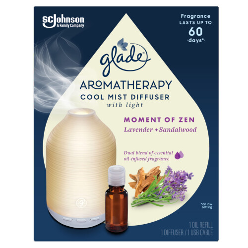 Glade Glade Essential Oil Diffuser Holder & Refill, Cool Mist Aromatherapy Diffuser & 1