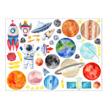 (2) Solar System Planets Wall Stickers for Kids Rooms