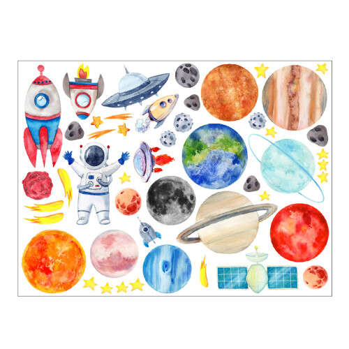 (2) Solar System Planets Wall Stickers for Kids Rooms