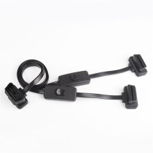 5pcs 60CM Long OBD2 16Pin with Extension Cable Flat Wire Adapter Auto 1 Male to 2 Female OBD 16 Pin Convert Plug