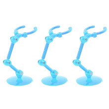Mini Plastic Action Figure Stand Support Clamp Base 4cm Transparent Blue