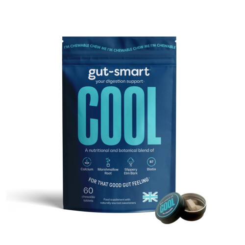 Gut–Smart Cool 60 x Chewable Tablets Fast Digestion Support Natural Supplements for 2
