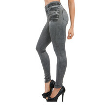 (M) Slim Fit High Waist Denim Leggings Pants