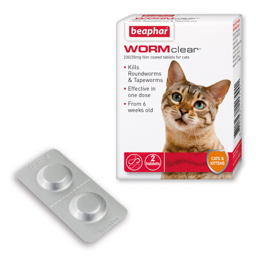 Beaphar Beaphar WORMclear Cat Tablets, 2pk, Kills Roundworms & Tapeworms 2