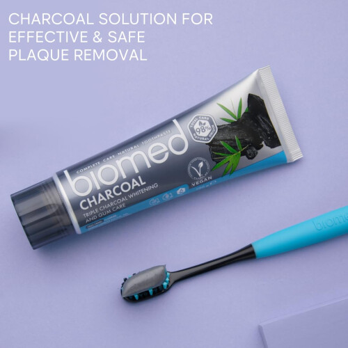 Biomed Black Charcoal Toothbrush | Medium Bristles with Rounded Tips, 1