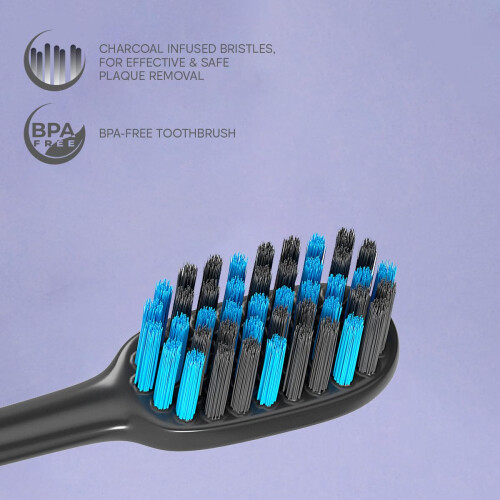 Biomed Black Charcoal Toothbrush | Medium Bristles with Rounded Tips, 2