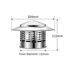 2X Round Chimney Cap Stainless Steel Tapered Top Chimney Cap with Screen Outside Roof Fireplace Screen Cover B