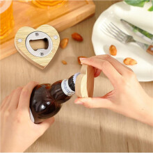 72 Pcs Magnetic Bottle Opener 2.5In DIY Bamboo Heart Shape Beer Openers Wooden Fridge Magnet Refrigerator Sticker Gift