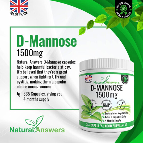D|Mannose | 365 Capsules | Max Strength 1500mg per Serving | Precision 1